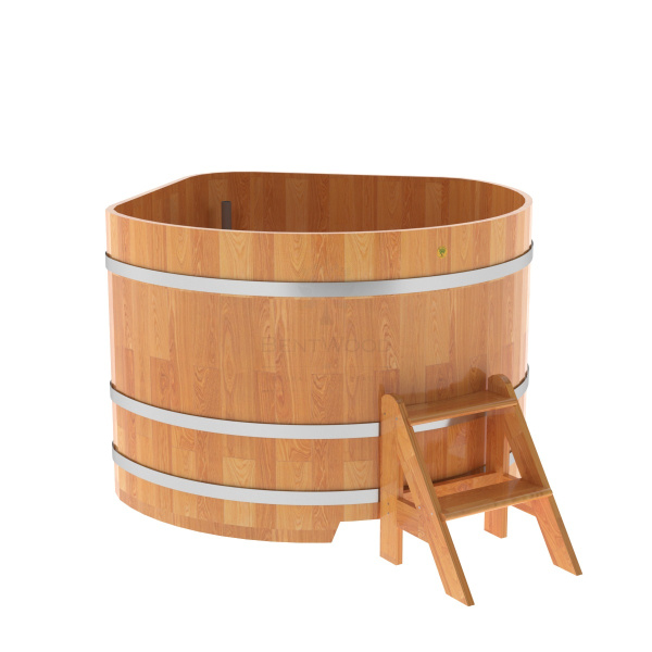 Купель овальная из сращенных ламелей лиственницы 1,15х1,83